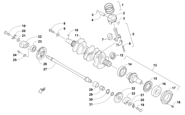 Parts Diagram for Arctic Cat 2017 ZR 7000 SNO PRO 137 SNOWMOBILE PISTON AND CRANKSHAFT ASSEMBLY