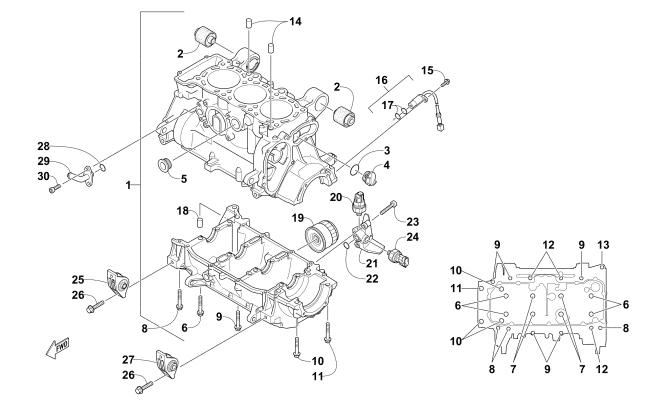 Parts Diagram for Arctic Cat 2017 ZR 7000 SNO PRO 137 SNOWMOBILE CRANKCASE ASSEMBLY