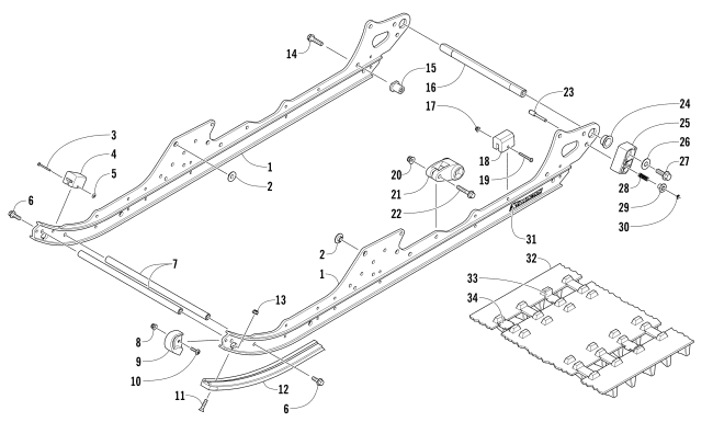 Parts Diagram for Arctic Cat 2017 PANTERA 7000 XT LTD SNOWMOBILE SLIDE RAIL AND TRACK ASSEMBLY