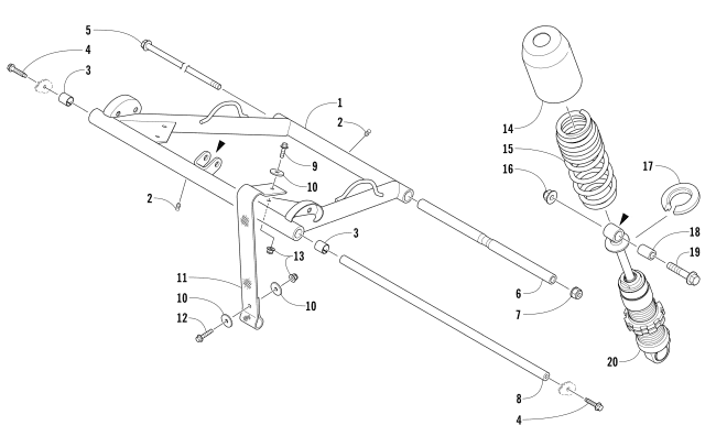 Parts Diagram for Arctic Cat 2016 BEARCAT 7000 XT SNOWMOBILE REAR SUSPENSION FRONT ARM ASSEMBLY