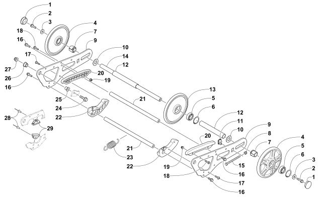 Parts Diagram for Arctic Cat 2016 BEARCAT 7000 XT SNOWMOBILE ARTICULATING SKID FRAME ASSEMBLY