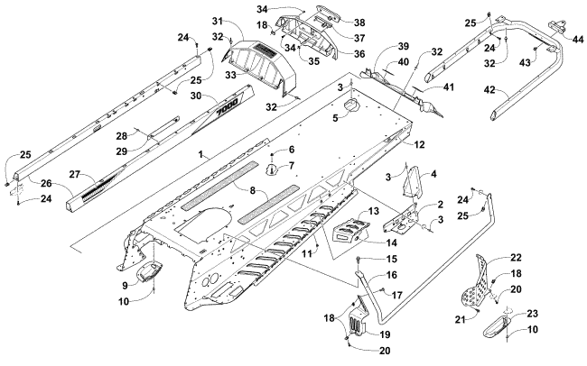 Parts Diagram for Arctic Cat 2016 BEARCAT 7000 XT EARLY BUILD SNOWMOBILE TUNNEL AND REAR RACK ASSEMBLY