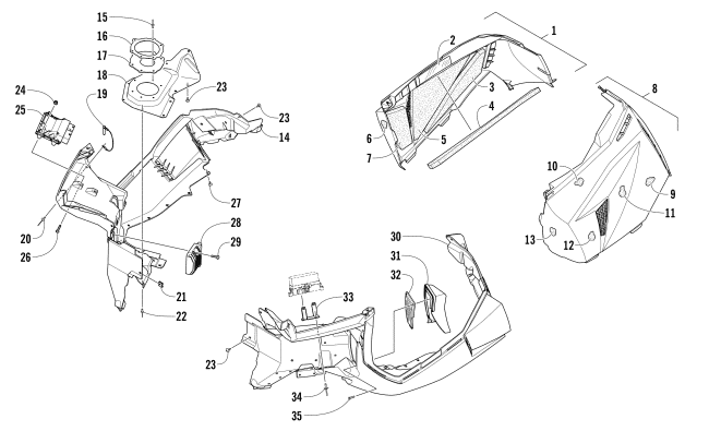 Parts Diagram for Arctic Cat 2016 BEARCAT 7000 XT SNOWMOBILE SKID PLATE AND SIDE PANEL ASSEMBLY