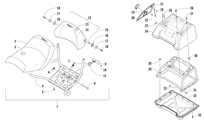 Parts Diagram for Arctic Cat 2017 BEARCAT 7000 XT SNOWMOBILE PASSENGER SEAT AND BACKREST ASSEMBLY