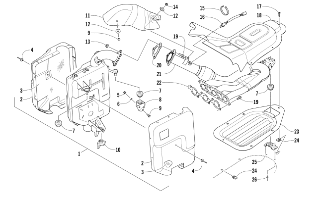 Parts Diagram for Arctic Cat 2016 BEARCAT 7000 XT EARLY BUILD SNOWMOBILE EXHAUST ASSEMBLY