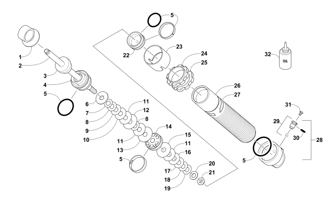 Parts Diagram for Arctic Cat 2016 M 6000 ES 141 SNOWMOBILE FRONT SUSPENSION SHOCK ABSORBER