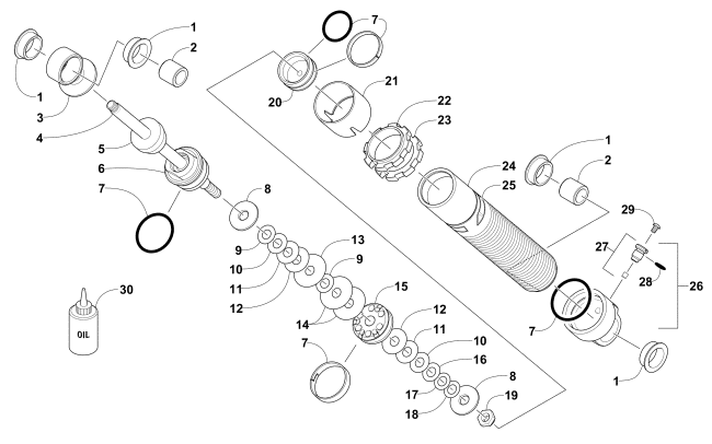 Parts Diagram for Arctic Cat 2016 M 6000 141 SNOWMOBILE REAR SUSPENSION REAR ARM SHOCK ABSORBER