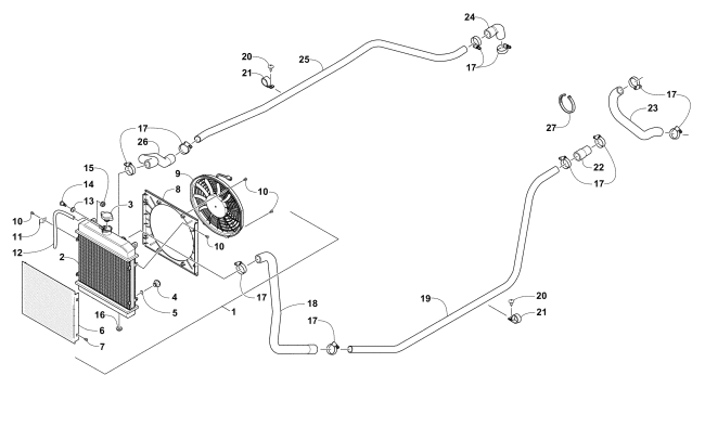 Parts Diagram for Arctic Cat 2015 PROWLER 700 HDX KE ATV COOLING ASSEMBLY