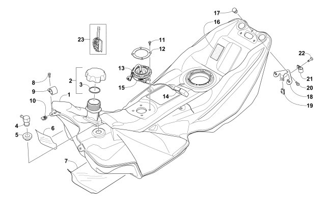 Parts Diagram for Arctic Cat 2017 PANTERA 7000 LTD EARLY BUILD SNOWMOBILE GAS TANK ASSEMBLY