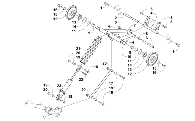 Parts Diagram for Arctic Cat 2016 M 6000 ES 153 SNOWMOBILE REAR SUSPENSION REAR ARM ASSEMBLY