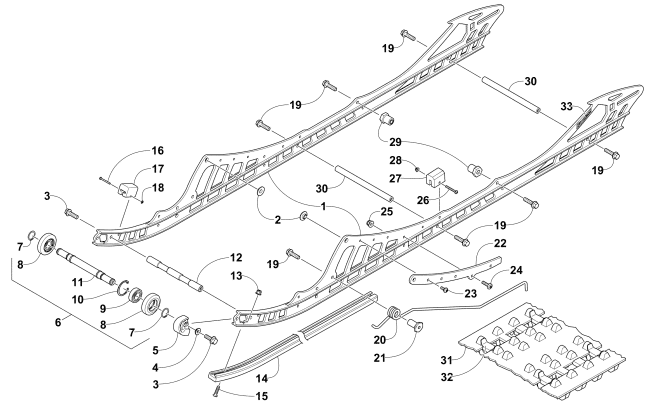 Parts Diagram for Arctic Cat 2016 M 8000 LTD 162 ES SNOWMOBILE SLIDE RAIL AND TRACK ASSEMBLY