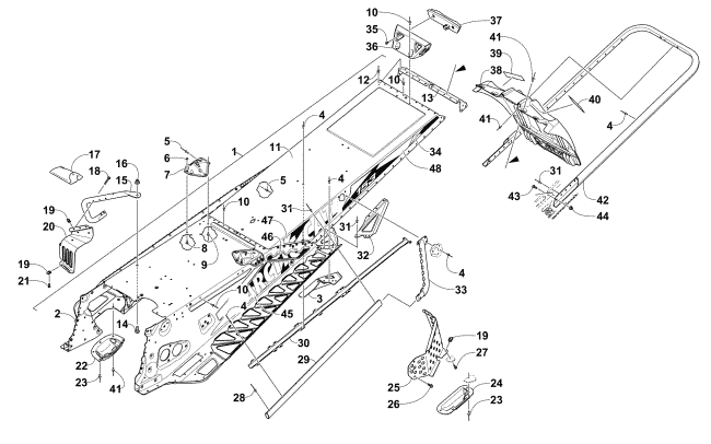 Parts Diagram for Arctic Cat 2016 M 8000 LTD SNOWMOBILE TUNNEL, REAR BUMPER, AND SNOWFLAP ASSEMBLY