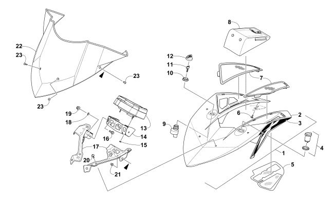 Parts Diagram for Arctic Cat 2016 M 8000 LTD SNOWMOBILE WINDSHIELD AND INSTRUMENTS ASSEMBLIES
