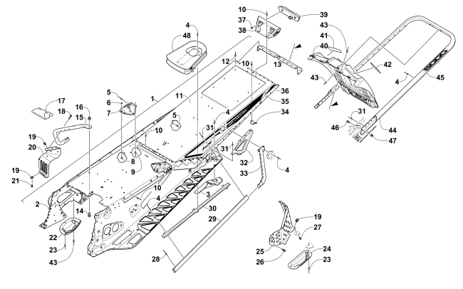 Parts Diagram for Arctic Cat 2016 XF 8000 HIGH COUNTRY 141 SNO PRO SNOWMOBILE TUNNEL, REAR BUMPER, AND SNOWFLAP ASSEMBLY