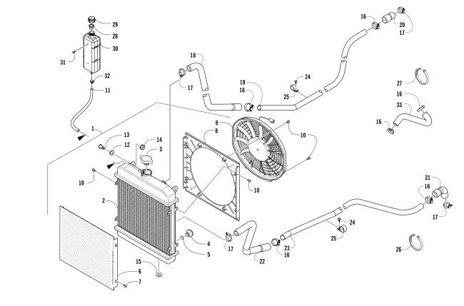 Parts Diagram for Arctic Cat 2016 HDX 700 XT SE HUNTER EDITION ATV COOLING ASSEMBLY