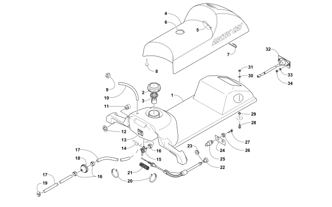 Parts Diagram for Arctic Cat 2016 ZR 120 SNOWMOBILE GAS TANK, SEAT, AND TAILLIGHT ASSEMBLY