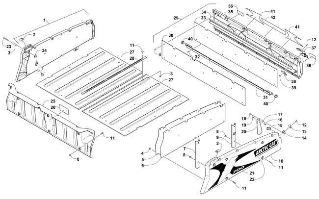 Parts Diagram for Arctic Cat 2016 HDX 700 XT ATV CARGO BOX AND TAILGATE ASSEMBLY