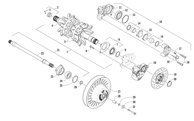 Parts Diagram for Arctic Cat 2016 ZR 6000 R SX SNOWMOBILE DRIVE TRAIN SHAFTS AND BRAKE ASSEMBLIES