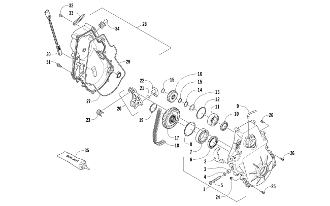 Parts Diagram for Arctic Cat 2016 ZR 6000 R SX SNOWMOBILE CHAIN CASE ASSEMBLY