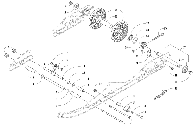 Parts Diagram for Arctic Cat 2017 ZR 6000 R SX SNOWMOBILE IDLER WHEEL ASSEMBLY