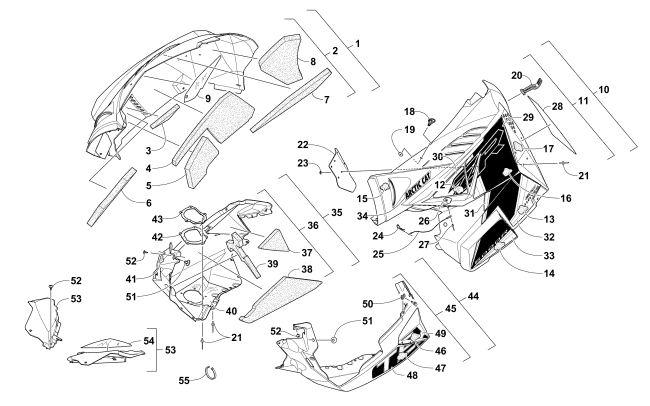 Parts Diagram for Arctic Cat 2016 ZR 6000 R SX SNOWMOBILE SKID PLATE AND SIDE PANEL ASSEMBLY