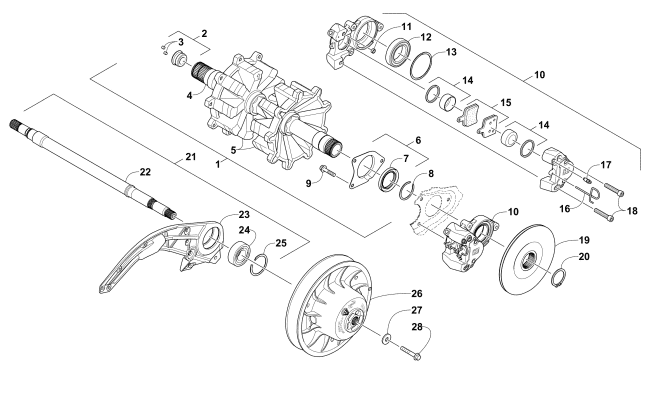 Parts Diagram for Arctic Cat 2016 ZR 7000 LTD 137 SNOWMOBILE DRIVE TRAIN SHAFTS AND BRAKE ASSEMBLIES