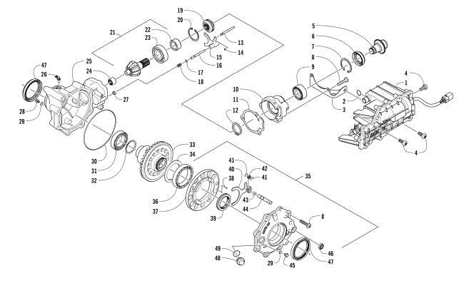 Parts Diagram for Arctic Cat 2014 WILDCAT TRAIL LIME ATV FRONT DRIVE GEARCASE ASSEMBLY