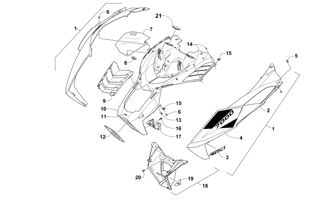 Parts Diagram for Arctic Cat 2016 ZR 7000 137 LTD SNOWMOBILE HOOD ASSEMBLY