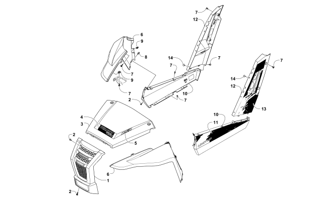 Parts Diagram for Arctic Cat 2016 WILDCAT SPORT LIMITED EPS ATV FRONT AND SIDE PANEL ASSEMBLIES