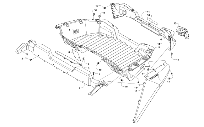 Parts Diagram for Arctic Cat 2016 WILDCAT SPORT LIMITED EPS ATV CARGO BOX AND TAILLIGHT ASSEMBLY