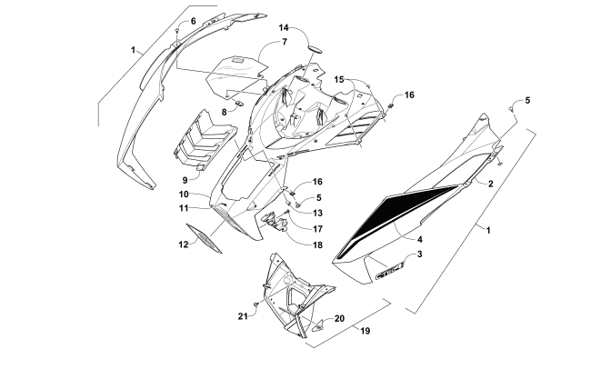 Parts Diagram for Arctic Cat 2016 PANTERA 7000 SNOWMOBILE HOOD ASSEMBLY