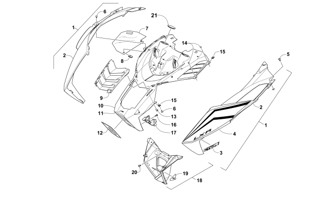 Parts Diagram for Arctic Cat 2016 ZR 7000 137 LXR SNOWMOBILE HOOD ASSEMBLY