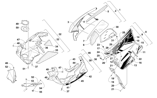 Parts Diagram for Arctic Cat 2016 ZR 7000 SNO PRO 137 SNOWMOBILE SKID PLATE AND SIDE PANEL ASSEMBLY
