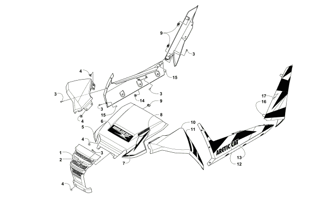 Parts Diagram for Arctic Cat 2016 WILDCAT X LTD EPS ATV FRONT AND SIDE PANEL ASSEMBLIES