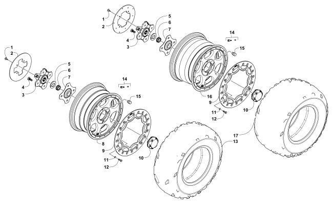 Parts Diagram for Arctic Cat 2016 WILDCAT X SE EPS TAN ATV WHEEL AND TIRE ASSEMBLY