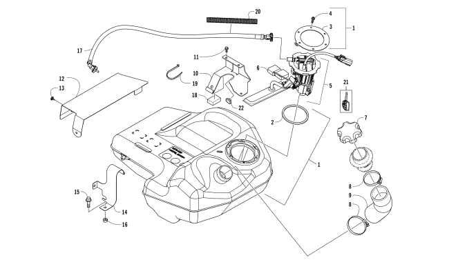 Parts Diagram for Arctic Cat 2016 ALTERRA 550 ATV GAS TANK ASSEMBLY