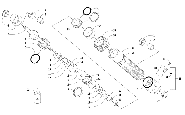 Parts Diagram for Arctic Cat 2017 BEARCAT 3000 LT SNOWMOBILE FRONT SUSPENSION SHOCK ABSORBER