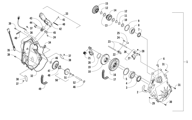 Parts Diagram for Arctic Cat 2017 ZR 3000 LXR 129 SNOWMOBILE CHAIN CASE ASSEMBLY