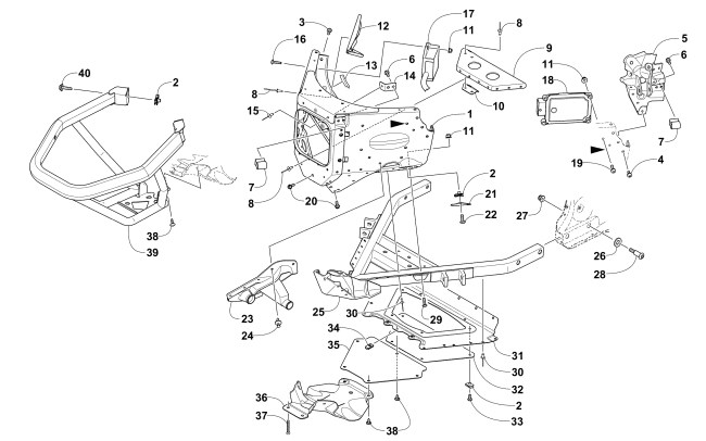 Parts Diagram for Arctic Cat 2017 BEARCAT 3000 LT SNOWMOBILE FRONT BUMPER AND FRAME ASSEMBLY