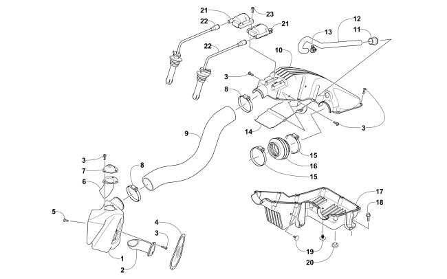 Parts Diagram for Arctic Cat 2016 BEARCAT 3000 LT SNOWMOBILE AIR INTAKE ASSEMBLY