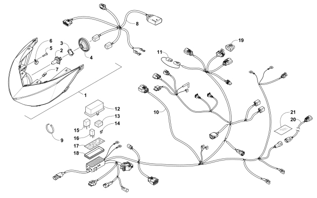 Parts Diagram for Arctic Cat 2017 ZR 3000 LXR 129 SNOWMOBILE HEADLIGHT AND WIRING ASSEMBLIES