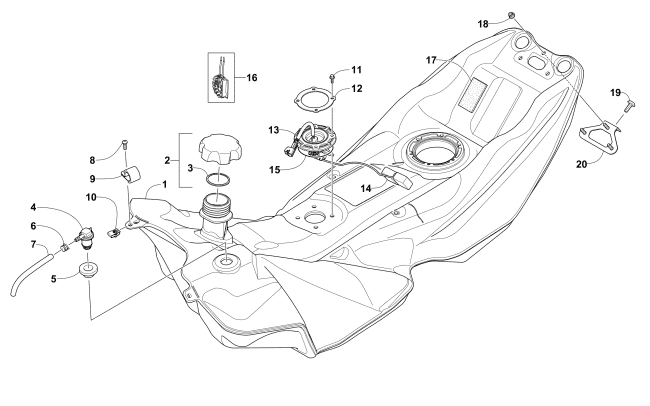 Parts Diagram for Arctic Cat 2017 BEARCAT 3000 LT SNOWMOBILE GAS TANK ASSEMBLY