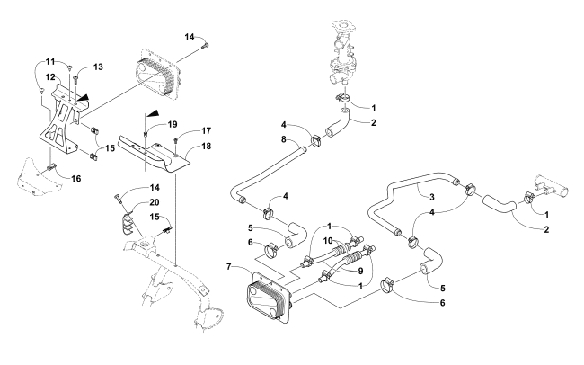 Parts Diagram for Arctic Cat 2016 PANTERA 3000 SNOWMOBILE OIL COOLER ASSEMBLY