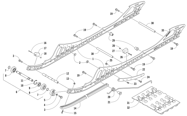 Parts Diagram for Arctic Cat 2016 M 6000 153 SNOWMOBILE SLIDE RAIL AND TRACK ASSEMBLY