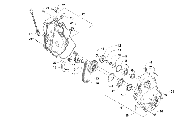 Parts Diagram for Arctic Cat 2016 ZR 6000 R XC SNOWMOBILE CHAIN CASE ASSEMBLY