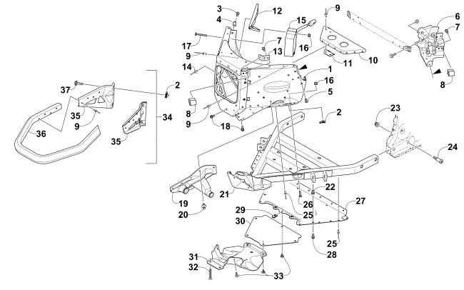 Parts Diagram for Arctic Cat 2016 ZR 6000 R XC SNOWMOBILE FRONT BUMPER AND FRAME ASSEMBLY