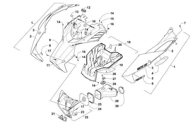 Parts Diagram for Arctic Cat 2016 ZR 6000 R XC SNOWMOBILE HOOD AND AIR INTAKE ASSEMBLY