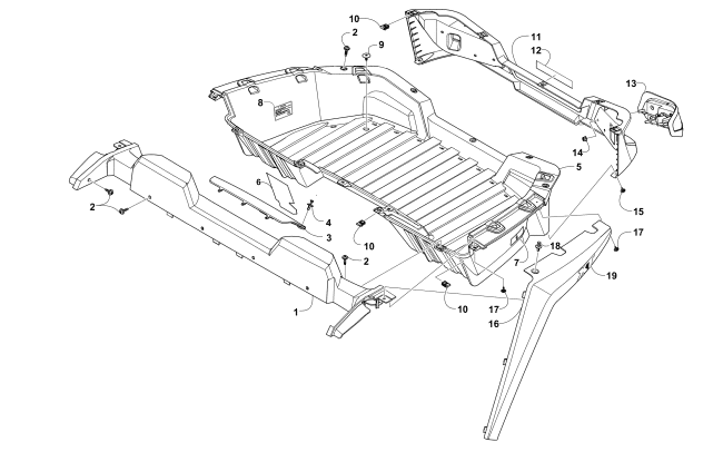 Parts Diagram for Arctic Cat 2016 WILDCAT TRAIL XT EPS ATV CARGO BOX AND TAILLIGHT ASSEMBLY