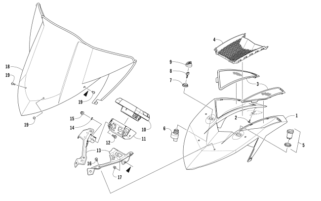 Parts Diagram for Arctic Cat 2017 ZR 6000 RR ES 137 EARLY BUILD SNOWMOBILE WINDSHIELD AND INSTRUMENTS ASSEMBLIES