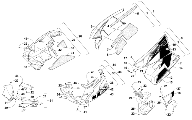 Parts Diagram for Arctic Cat 2016 ZR 6000 R XC SNOWMOBILE SKID PLATE AND SIDE PANEL ASSEMBLY